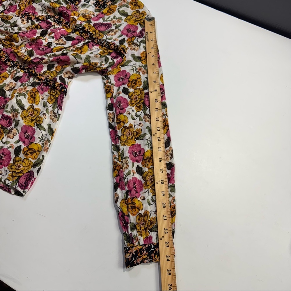 Jane + Delancey Floral Ruffle Long Sleeve Blouse Top - Size M - Boho Cottagecore - Picture 14 of 14